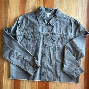 NWT Caslon size large army green denim jacket deep green military jean jacket